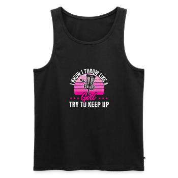 Discgolf Disc Golf Frisbee - Männer Premium Bio Tank Top - Schwarz - Vorne - Michal (187cm)