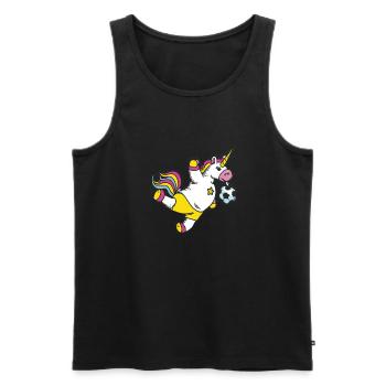 Fußball Einhorn Mädchen - Männer Premium Bio Tank Top - Schwarz - Vorne - AI Model Male 178 light (178cm)
