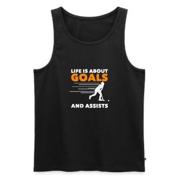 Life Is About Goals And Assists Field Hockey Scor - Men's Premium Organic Tank Top - black - Front - Michal (187cm)