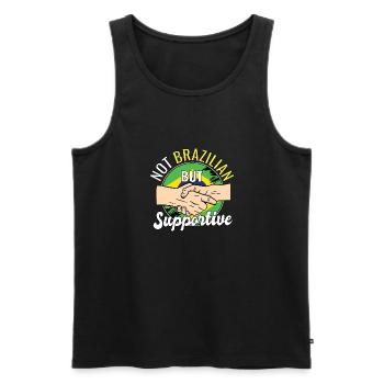 Not Brazilian But Supportive Country Travel - Men's Premium Organic Tank Top - black - Front - Michal (187cm)