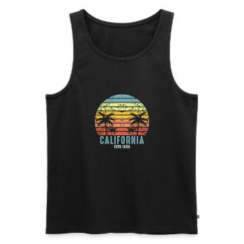 California California Palms Palm Tree Vintage Retro - Débardeur bio Premium Homme - noir - Devant - Michal (187cm)