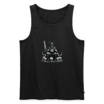 Vikings avec des épées et de nombreux crânes - Débardeur bio Premium Homme - noir - Devant - AI Model Male 178 light (178cm)