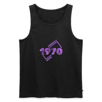 1970 1970 - Men's Premium Organic Tank Top - black - Front - AI Model Male 178 light (178cm)