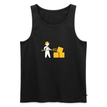 Farmer With Pitchfork And Hay - Men's Premium Organic Tank Top - black - Front - Michal (187cm)