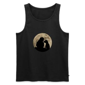 Hund Hundeliebhaber Mond Silhouette Tierfreund - Männer Premium Bio Tank Top - Schwarz - Vorne - Michal (187cm)