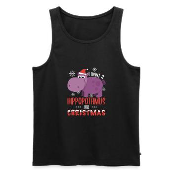 Ich möchte Nilpferd für Weihnachten Hippo Weihnachtsgeschenk - Männer Premium Bio Tank Top - Schwarz - Vorne - Michal (187cm)