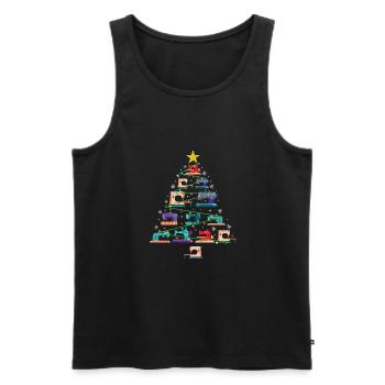 Christmas Sewing Machine Xmas Tree Quilter Gift - Men's Premium Organic Tank Top - black - Front - Michal (187cm)