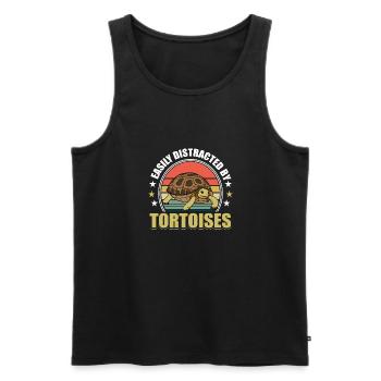 Vintage facilement distrait par les tortues Turtle Rept - Débardeur bio Premium Homme - noir - Devant - Michal (187cm)