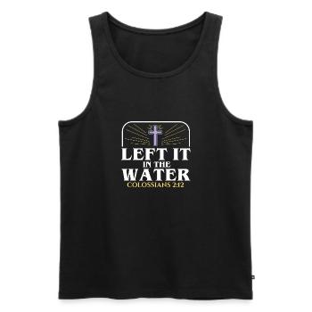 L’a laissé dans l’eau baptême religieux chrétien - Débardeur bio Premium Homme - noir - Devant - AI Model Male 178 light (178cm)