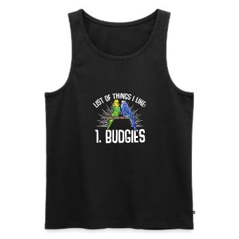 Budgerigar Parakeet Bird Pet Gift - Men's Premium Organic Tank Top - black - Front - AI Model Male 178 light (178cm)