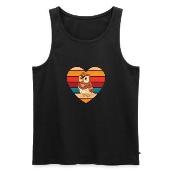 Hibou Passionné Retro Birds Of Prey Vintage Heart N - Débardeur bio Premium Homme - noir - Devant - Michal (187cm)