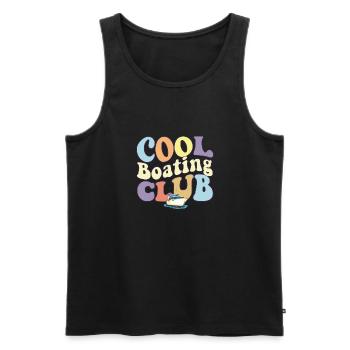 Cool Boating Club Bateau à moteur Pontoon Captain Boat - Débardeur bio Premium Homme - noir - Devant - AI Model Male 178 light (178cm)