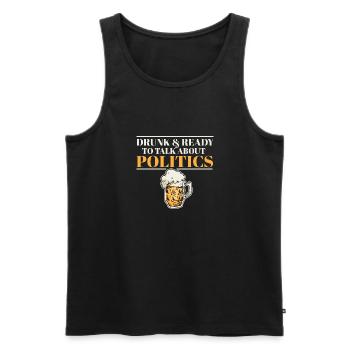 Ivre Et Prêt À Parler Politique Drôle Boire - Débardeur bio Premium Homme - noir - Devant - AI Model Male 178 light (178cm)