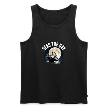 Seas The Day Cruise Ship Vacation Group Matching - Men's Premium Organic Tank Top - black - Front - AI Model Male 178 light (178cm)