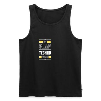 manger du sommeil techno répéter l’idée cadeau en disant fête - Débardeur bio Premium Homme - noir - Devant - Michal (187cm)