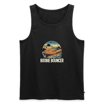 Boobie Bouncer Funny Motorboating Quote Pontoon - Männer Premium Bio Tank Top - Schwarz - Vorne - Michal (187cm)