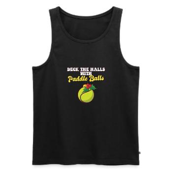 Deck Les couloirs avec entraîneur de joueur de paddle ball - Débardeur bio Premium Homme - noir - Devant - Michal (187cm)
