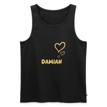 First name Damian - Men's Premium Organic Tank Top - black - Front - Michal (187cm)