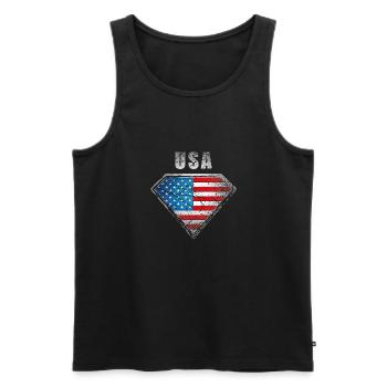 USA Superheld Flagge Vintage amerikanisches Symbol - Männer Premium Bio Tank Top - Schwarz - Vorne - Michal (187cm)