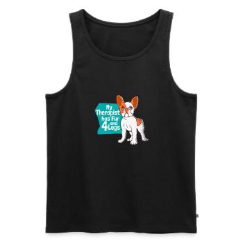 My Therapist Has Fur and 4 Legs Hund Französische - Männer Premium Bio Tank Top - Schwarz - Vorne - Michal (187cm)