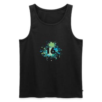 Number 16th Color Splash - Männer Premium Bio Tank Top - Schwarz - Vorne - AI Model Male 178 light (178cm)