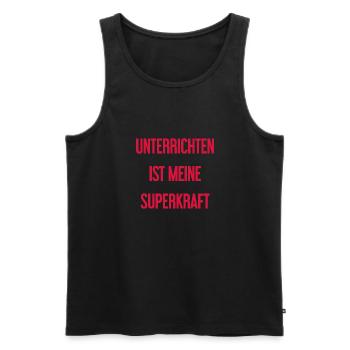 Unterrichten - Meine Superkraft! - Männer Premium Bio Tank Top - Schwarz - Vorne - AI Model Male 178 light (178cm)