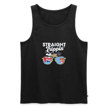 Straight Trippin' Fiji Vacation Tour Voyage - Débardeur bio Premium Homme - noir - Devant - AI Model Male 178 light (178cm)