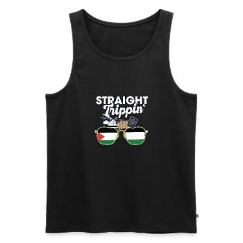 Straight Trippin' Palestine Vacances Tour Voyage - Débardeur bio Premium Homme - noir - Devant - Michal (187cm)
