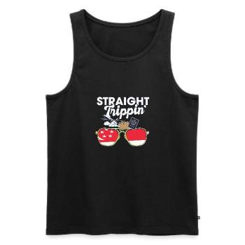 Straight Trippin' Singapore Vacances Voyage - Débardeur bio Premium Homme - noir - Devant - AI Model Male 178 light (178cm)