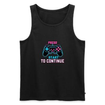 Press Start to Continue – Retro Neon Controller - Men's Premium Organic Tank Top - black - Front - AI Model Male 178 light (178cm)