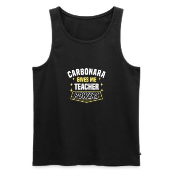 Carbonara me donne des pouvoirs de professeur drôle - Débardeur bio Premium Homme - noir - Devant - Michal (187cm)