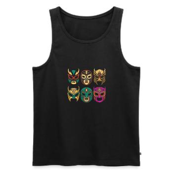 Masken der Legenden - Retro Lucha Libre - Männer Premium Bio Tank Top - Schwarz - Vorne - Michal (187cm)