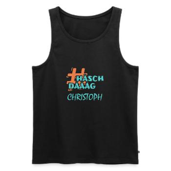 First name Surname Christoph - Men's Premium Organic Tank Top - black - Front - AI Model Male 178 light (178cm)