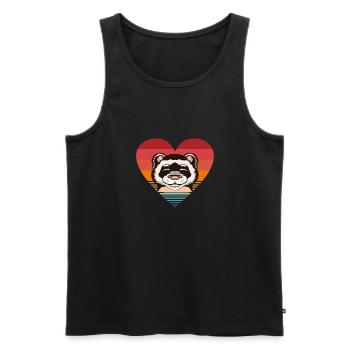 Ferret Fans Vintage Heart Cute Men Retro - Männer Premium Bio Tank Top - Schwarz - Vorne - AI Model Male 178 light (178cm)