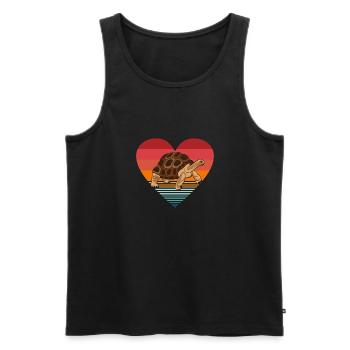Retro Tortoise Turtle Reptile Vintage Heart - Men's Premium Organic Tank Top - black - Front - Michal (187cm)