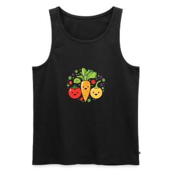 Humour petit légumes vegan - Débardeur bio Premium Homme - noir - Devant - AI Model Male 178 light (178cm)