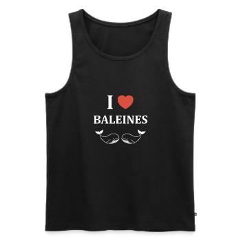 Baleines bleu Amour baleine - Débardeur bio Premium Homme - noir - Devant - Michal (187cm)
