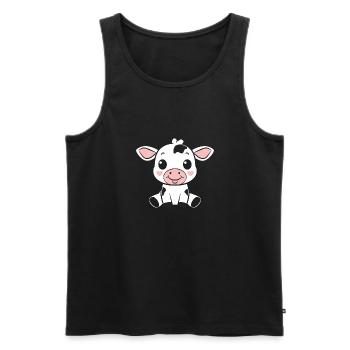 vache - Débardeur bio Premium Homme - noir - Devant - Michal (187cm)