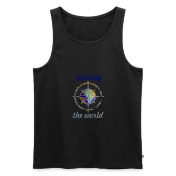 sailing the world, sailing,segeln, kompass, bunt - Männer Premium Bio Tank Top - Schwarz - Vorne - Michal (187cm)