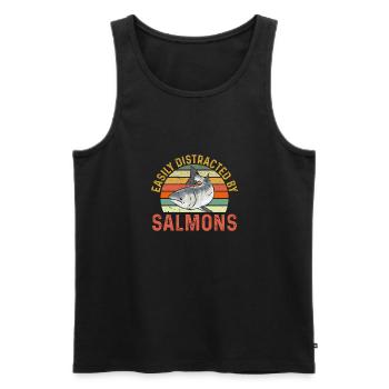Pêche au saumon Pêcheur de saumon - Débardeur bio Premium Homme - noir - Devant - Michal (187cm)