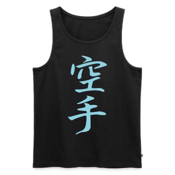 Karate Kanji Design in blue - Men's Premium Organic Tank Top - black - Front - AI Model Male 178 light (178cm)