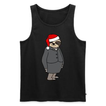 Sloth Woman Bureau Chapeau de Noël Père Noël - Débardeur bio Premium Homme - noir - Devant - Michal (187cm)