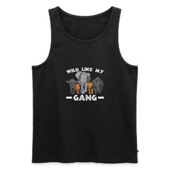 Courageux comme un lion gang animal animalier mode de vie - Débardeur bio Premium Homme - noir - Devant - Michal (187cm)