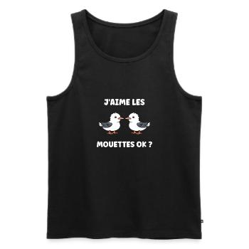 Humour petit mouette - Débardeur bio Premium Homme - noir - Devant - Michal (187cm)