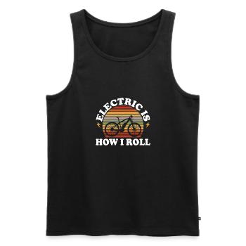 Electric Bike Cycling Biker E-Bike - Men's Premium Organic Tank Top - black - Front - Michal (187cm)