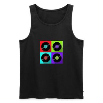 QuadColor Vinyl - Männer Premium Bio Tank Top - Schwarz - Vorne - Michal (187cm)