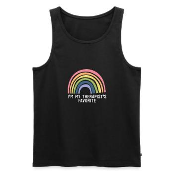 I'm My Therapist's Favorite Psychologist Joke - Männer Premium Bio Tank Top - Schwarz - Vorne - AI Model Male 178 light (178cm)