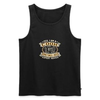 Yes I Am A Cook Expert Advice Motif - Men's Premium Organic Tank Top - black - Front - AI Model Male 178 light (178cm)