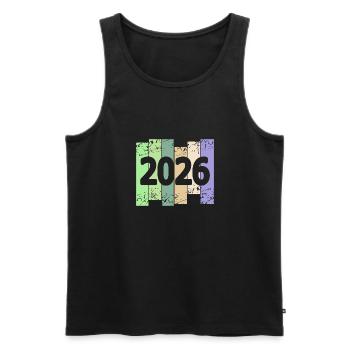 Œuvres d’art 2026 - Débardeur bio Premium Homme - noir - Devant - AI Model Male 178 light (178cm)