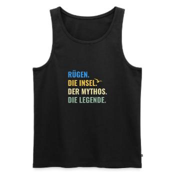 Rügen. Die Insel. Der Mythos. Die Legende Ostsee - Männer Premium Bio Tank Top - Schwarz - Vorne - Michal (187cm)